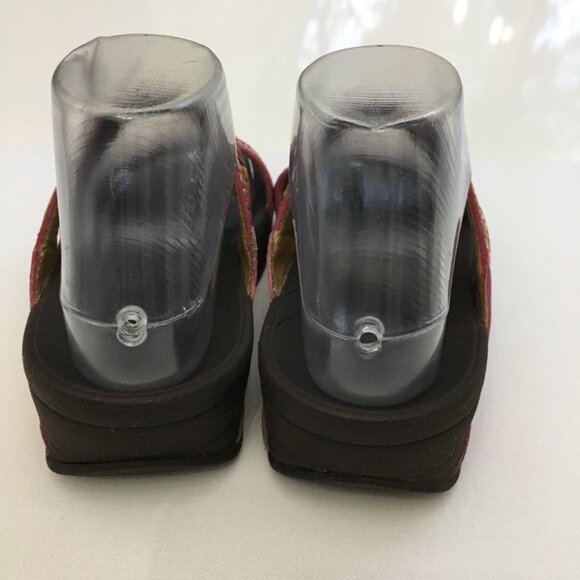 Fitflop Pink Gold Azteck Chada Womens 37 EU/ 6 US Slide Slip On Leather Rubber - Picture 4 of 16